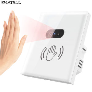 SMATRUL Wall Infrared Sensor Light Switch NO touch Motion Sensor Switch Glass Screen Panel 10V 220V 10A Electrical Power No Need to Touch