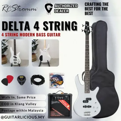 DELTA-4 Series 4 String Bass Guitar (RCStromm / Gamma / KB03) Electric Bass Guitar Package Comes with cable bass guitar set beginner bass guitar package with 15watt Bass amplifier speaker 4 tali bass gitar