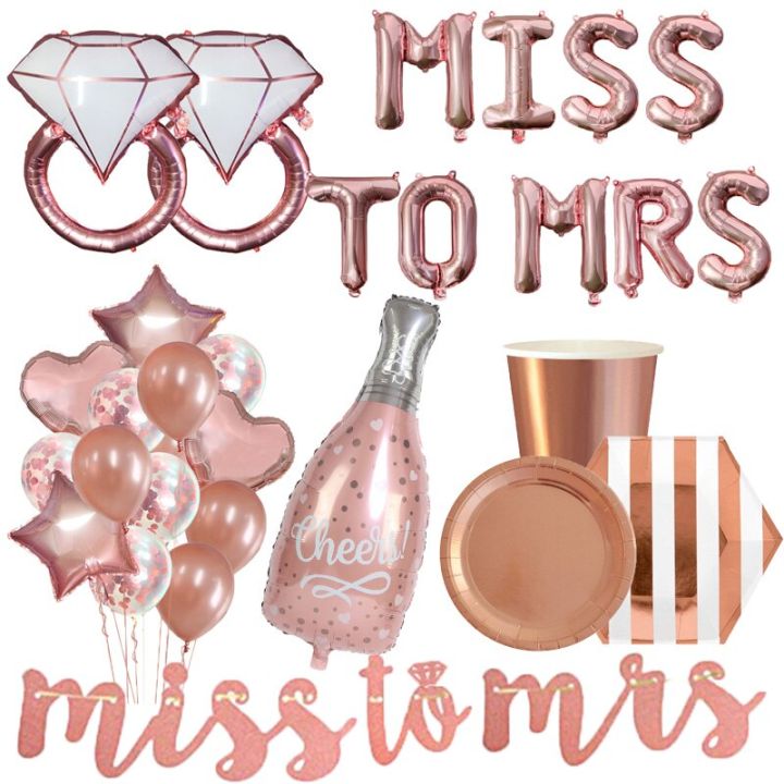 PT70 MISS TO MRS Rose Gold Theme Bridal Shower Bachelorette Girls Night