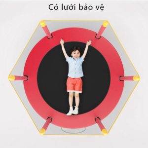 Nhà nhún nhảy lò xo lục giác có lan can Nhà nhún cho bé có thể gấp gọn dễ dàng di chuyển tặng kèm xà đu và bộ bóng rổ
