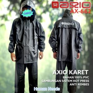 Jas Hujan Axio 662 Rubber Setelan Jaket Celana/Raincoat Mantel Mantol Ujan Axio Karet 662 Stelan