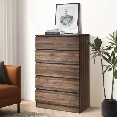 Luxe: Joe 5 layer Chest of Drawer with Lock | 5 Layer Cabinet | Storage Cabinet Organiser | Cupboard