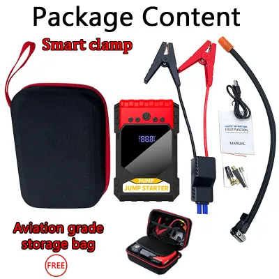 4 in 1 Car Jump Starter Heavy Duty 99800mAh Jump Starter For Car Battery Car Battery Jump Starter With Air Pump Car Starter Car Jump Start Power Integrated With Inflation Pump