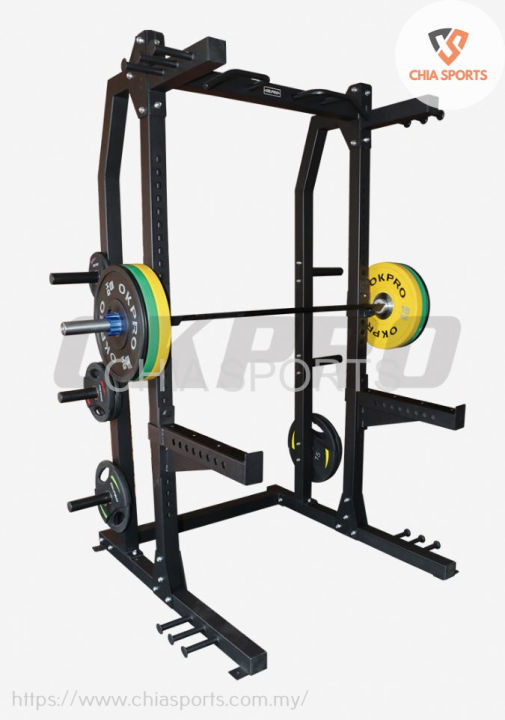 OKPRO Power Rack Squat Racks plate Storage Bar Weightlifting Commercial Half Cage Station Smith