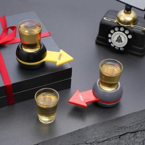【with glass cup】360°Rotatable Arrow Beer Wine Board Game Pointer Shot Spinner Party Game Glass Cup Kit Spin Drinking Game Table Gifts Entertainment