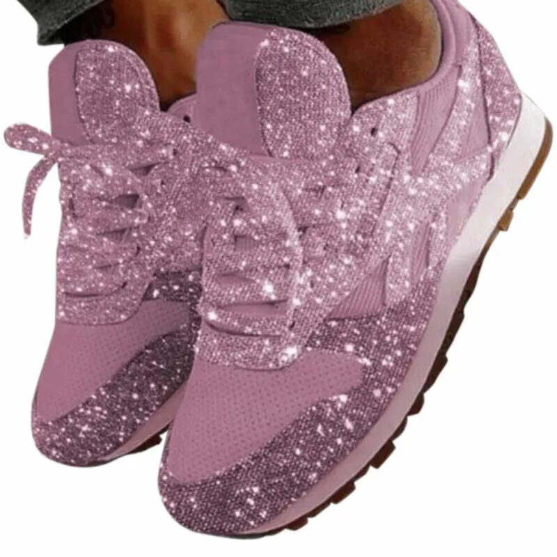Adele Summer Fashion Ladies Womens Lace Up Sequin Glitter Trainers Sport Running Sneakers Shoes Size Lazada Singapore