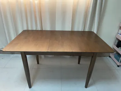 Tiancai Home Furniture Dining Table Extendable Malaysian Wood Table 4-6 Seater solid wood extend 130cmto160cm #912