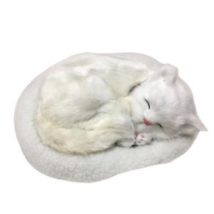 TESDFD Creative Realistic Sleeping Dog Breathing Cat Home Decor Handicraft Stuffed Toy Electronic Pet Plush Ornament Simulation Animal