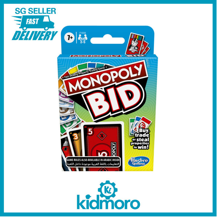 Hasbro Monopoly Bid – Gioco Di Carte Portatile E Veloce – Versione Compatta Del Classico Gioco D'Asta