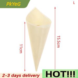 PkYeG 50pcs Disposable Wood Appetizer Cones Ice Cream Cone Cups Party Candy Cones