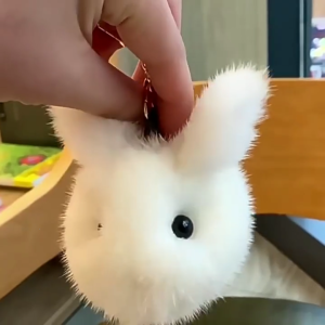 Mini Cute Rabbit Hairball Keychain Pendant Lovely Hanging Decorations Keyring Charm for Purse Bag Backpack Handbag