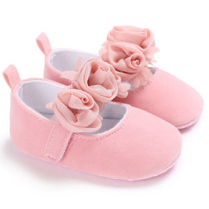 Pink Fashion Baby Shoes Non-slip Cloth Bottom Baptism Shoes Girls Elegant Casual Flat Shoes Baby First Walking Shoes Newborn Princess Shoes