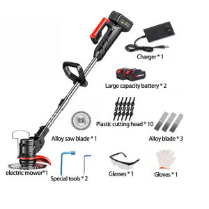 Portable Lawn Mower Lithium Battery Cordless Grass Cutter Electric Mower Brush Cutter Adjustable Weed Multifunction Home Garden Trimmer Tool Lawn Mower Electric Mower Grass Trimmer with Rechargeable Lithium Battery Garden Pruning tool