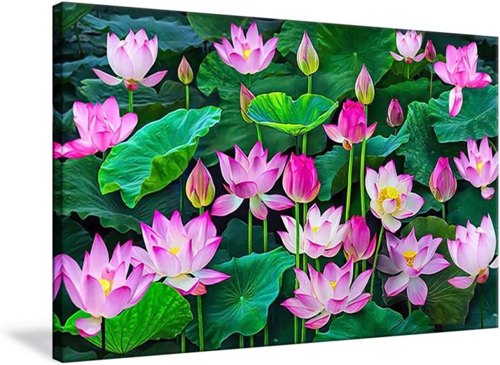 High Quality Canvas Art Lotus Pond Picture Prints Canvas Painting