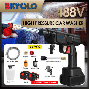 BKYOLO 488VF Water Jet Cordless Car Washer Machine Kit 1500W High Pressure Sprayer Gun Floor Tiles Spray Gun Tools Washer Water Hose Cordless Car Wash MAKITA