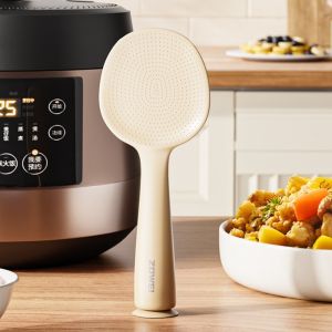 YGSFW 2PCS พลาสติกทำจากพลาสติก ตักข้าวแบบยืนขึ้น ชนิดดูด มัลติฟังก์ชั่ ช้อนข้าวไม่ติด ทนทานต่อการใช้งาน หนาขึ้น พลั่วตักข้าว การทำอาหารการทำอาหาร