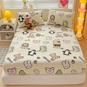 Blue Bed Sheet Set 100% Cotton Dachshund Dog Fitted Sheet Sets donut Pillowcase Dinosaur Astronaut Single Queen King