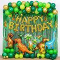 【COD】113pcs Dinosaur Theme Birthday Decoration set Dinosaur Foil Balloons+Banner+Rain Silk Curtain+Latex Balloon Set Children's Birthday Party Supplies Green Birthday Party Theme  For Kids Birthday Party Decorations 40 inch large aluminum film balloon set. 