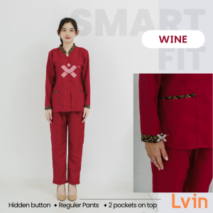 Lvin Baju Seragam suster Haira Batik Series Lengan Panjang  / nanny uniform/seragam klinik / baju jaga oka / Seragam perawat / Smart Fit