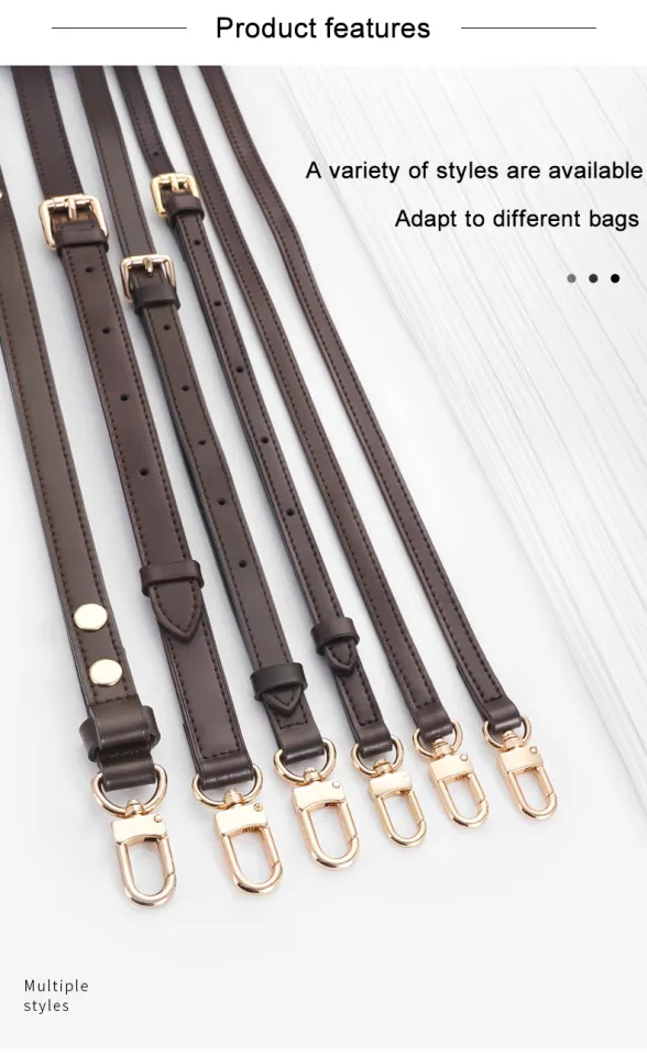 Adjustable Vegetable Tanned Leather Bag Strap with buckle and