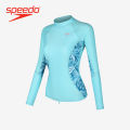 Speedo Women's Swimwear - Asia Fit Womens Printed Long Sleeve Rash Top - Aqua - 8-1352216788. 