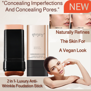 2 In 1 Anti Wrinkle Foundation Stick Korea Flawless Eraser Foundation Stick- Hydrating Lightweight  Double Head Foundation Make Up Stick with Brush  Multi-Use Face Makeup Contour Stick