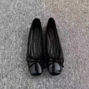 Free Shipping Burgundy Elegant WomenS Shoes Square-Toe Spring Flats Shallow-Cut Patent Leather Fashion Shoes Plus Sizes