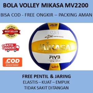 FLASHSALE ! Bola Voli Volly MIKASA MV2200 SUPER GOLD Gratis Pompa - Bola Volley - Bola Volley Original - Bola Voli Dewasa - Bola Voli berkualitas