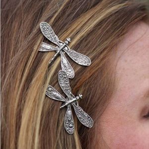 JSYNKZ Vintage Creative Halloween Headdress Rhinestone One Word Clip Bridal Headdress Dragonfly Hairpin Metal Hair Clip Female Hair Accessories Korean Style Headwear