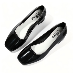 Womens black shoes Korean style fashionable 3cm square toe student black shoes rubber office low-heel shoes stylish and elegant work black shoes bank work black shoes