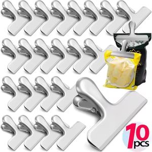 10Pcs Large Stainless Steel Clips / Kitchen Food Snacks Sealing Clip / Photo Display Holders / Multi-functional Storage Tools