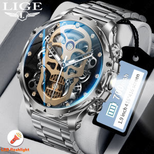 Lige mới thông minh đồng hồ nam đèn pin LED 1.9 inch thể thao ngoài trời Bộ theo dõi sức khỏe 700mAh pin lớn cuộc gọi Bluetooth đồng hồ thông minh cho nam giới + Hộp