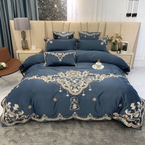 (💥SALE 60%) SET 4 MÓN GA PHỦ CHẦN LỤA SILK THÊU HOÀNG GIA- CHĂN GA GỐI LỤA NHẬP KHẨU CAO CẤP