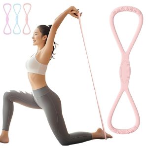 GOOD MOOD BEAUTY Figure 8 Yoga Resistance Band Soft Silicone 35 LB Exercise Band Portable Quick Rebound Fitness Resistance Band for Home Fitness