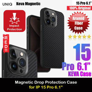 Uniq Keva Amarid Fiber Magclick Magnetic Tough Drop Protection Case for iPhone 15 Pro Max 6.7 iPhone 15 Pro 6.1 (Black)