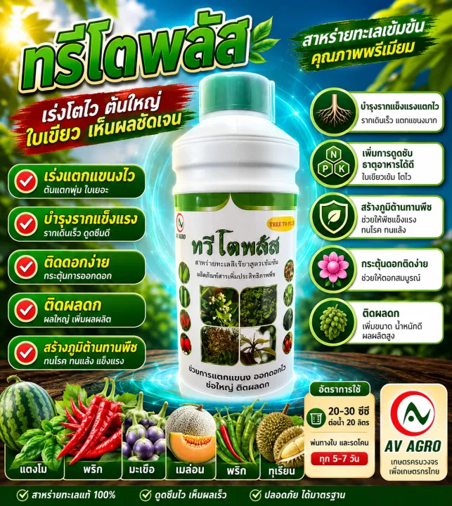 ทรีโตพลัส ฮอร์โมนสาหร่ายทะเลเข้มข้น บำรุงราก ใบ ดอก ผล