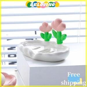 Beloving Flash Sale Creative Floral Soap Box Draining Non-slip Soap Dish Bathroom Accessories Sea White Soap Holder For Home Bath