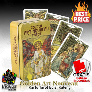 Kartu Tarot Golden Art Nouveau Kemasan Kotak Besi