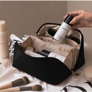 Luxury Pillow Makeup Bag PU Leather Portable Cosmetic Bag Pouch Large Capacity Travel Waterproof Beg Makeup Murah