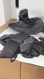 Witch Dress up Outfit for Girl Kid Halloween Cosplay Party Witch Hat Witch Cloak Eyemask Necklace Earrings Stockings