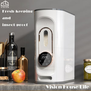 Vision Automatic 10KG Rice Storage Bucket Intelligent Electric Rice Storage Box Automatic Timing Grains Flour Sealed Dispenser Measurable Rice Container Anti-moisture and Insect-Proof