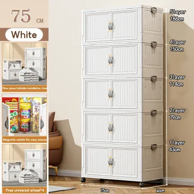 THE 3-5 Layers Foldable Multipurpose Double Storage Cabinet Foldable Stackable Storage Box With Wheels