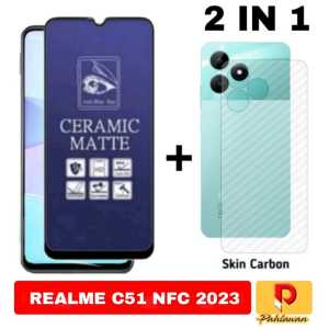 PAKET 2 IN 1 TEMPERED GLASS MATTE CERAMIC ANTI BLUE FOR REALME 11 4G 2023 / REALME C51 NFC / REALME C53 NFC / REALME C55 NFC / REALME C33 MATTE CERAMIC ANTI PECAH