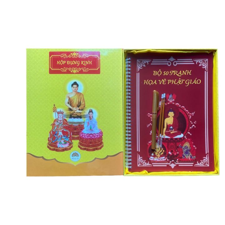 [HCM] Tặng bút nhũ kim tuyến_Bộ tranh tô màu 50 hình chư phật bồ tát ...