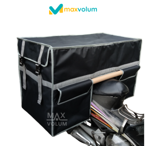 Maxvolum Tas Motor Anti Air Super Hitam List Silver Tas Obrok / Tas Kronjot / Tas Kurir / Tas Delivery / Tas Rengkek