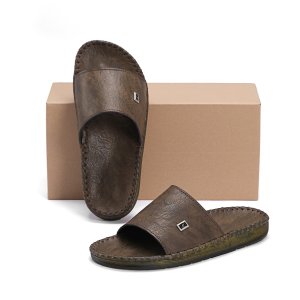 Dép da nam cao cấp .dép quai ngang đế cao su đúc nguyên khối được may đế 🔹Mã Sản Phẩm: dép bản da đen