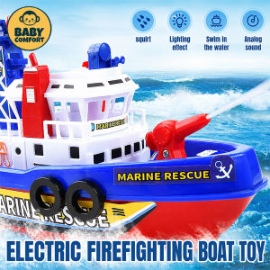 Ready Stock Electric Marine Fire boat Water Spray Music Lights Model Toy High Quality for kids