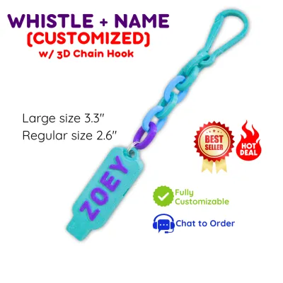 Neymu Personalized 3D Whistle Name Tag – 2-in-1 Keychain Whistle for Kids
