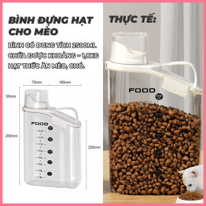 Thùng đựng bảo quản hạt thức ăn cho chó mèo dung tích 5L Hộp đựng hạt khô kín hơi chống ẩm