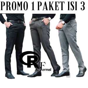 Celana panjang pria formal 3 100 RIBU 1 PAKET ISI 3 PC Celana kerja model slimfit bahan wool bagus murah cod RAJA FORMAL 01